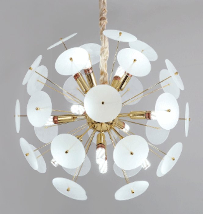Люстра Sputnik Glass Lenz White Chandelier Золотой Белый Люстра Sputnik Glass Lenz White Chandelier Золотой Белый в Костроме | Loft Concept