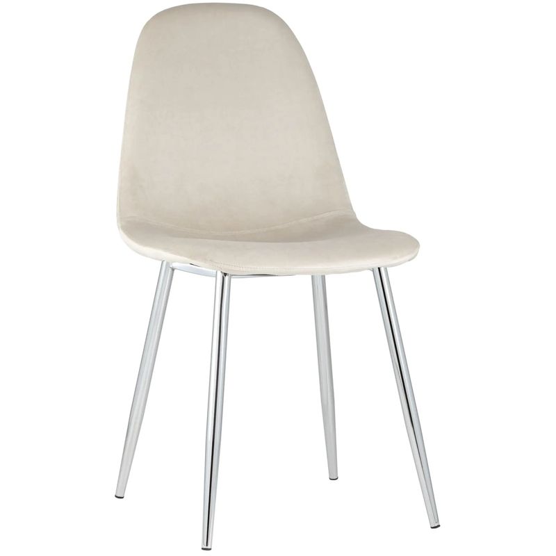Стул Archie Chair Молочный Велюр Хромированные ножки Молочный Серебряный в Костроме | Loft Concept 
