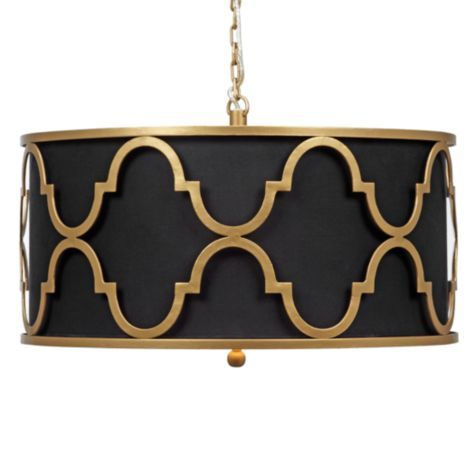 Люстра Black Shade Gold Quatrefoil Overlay Drum Pendant Черный Люстра Black Shade Gold Quatrefoil Overlay Drum Pendant Черный в Костроме | Loft Concept