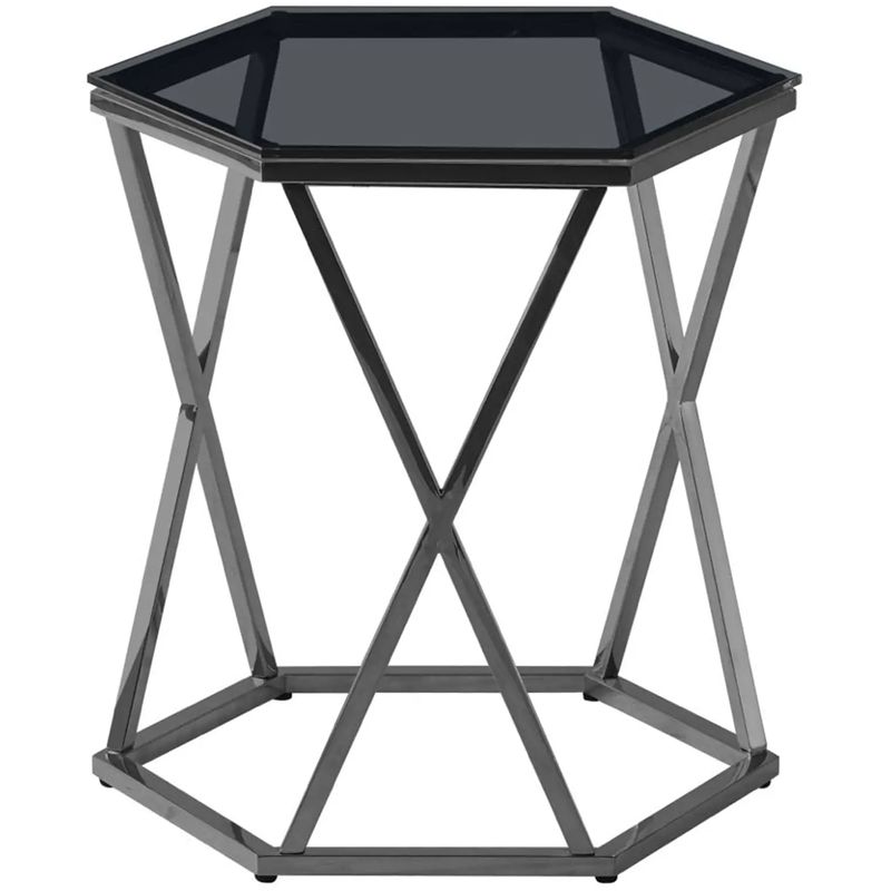 Стол приставной Ormando Collection Dark Chrome №2 Темный хром Стекло Смок Стол приставной Ormando Collection Dark Chrome №2 Темный хром Стекло Смок в Костроме | Loft Concept
