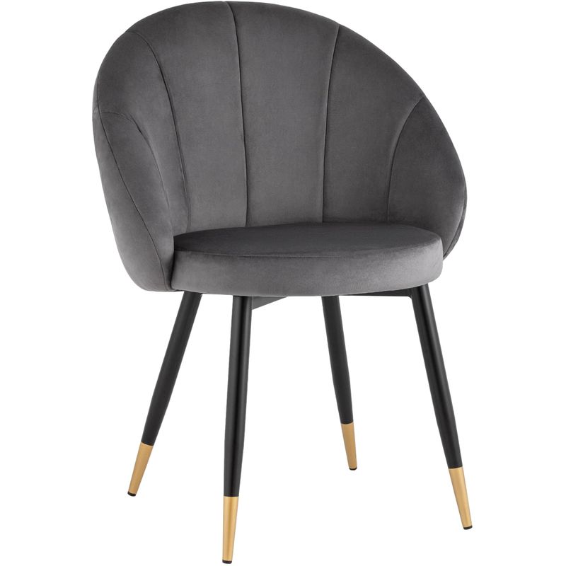 Стул Alberto Chair Серый Велюр Серый Черный Золотой Стул Alberto Chair Серый Велюр Серый Черный Золотой в Костроме | Loft Concept