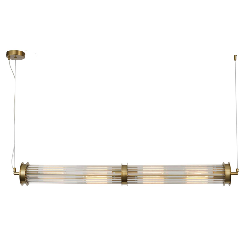Люстра с рифленым плафоном Glass Tube Brass Латунь Прозрачный Люстра с рифленым плафоном Glass Tube Brass Латунь Прозрачный в Костроме | Loft Concept