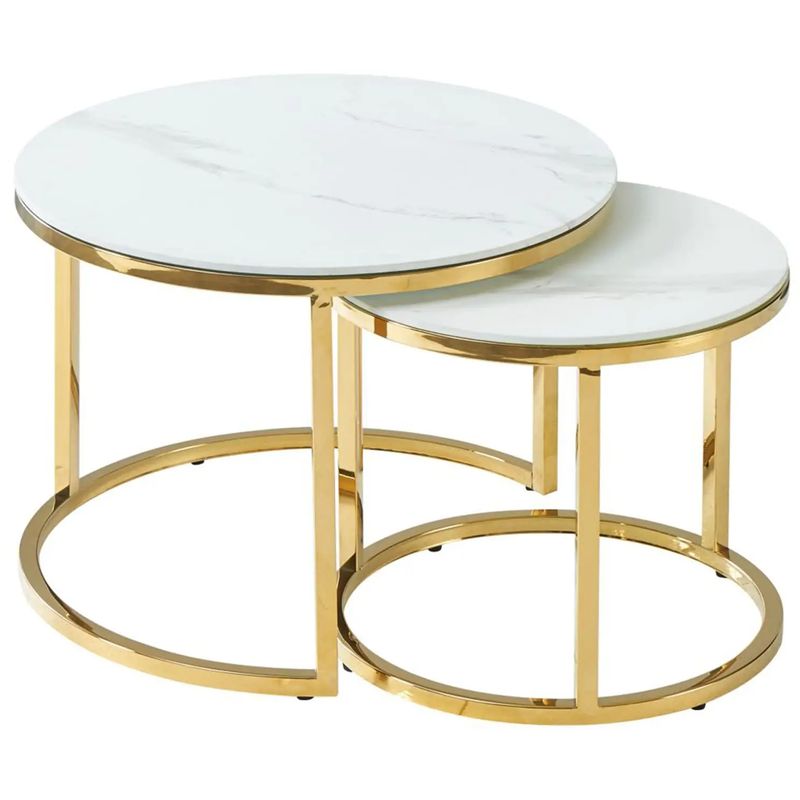Столик кофейный Priestley Collection Duo столешница белый мрамор Белый Мрамор Bianco Глянцевое золото Столик кофейный Priestley Collection Duo столешница белый мрамор Белый Мрамор Bianco Глянцевое золото в Костроме | Loft Concept
