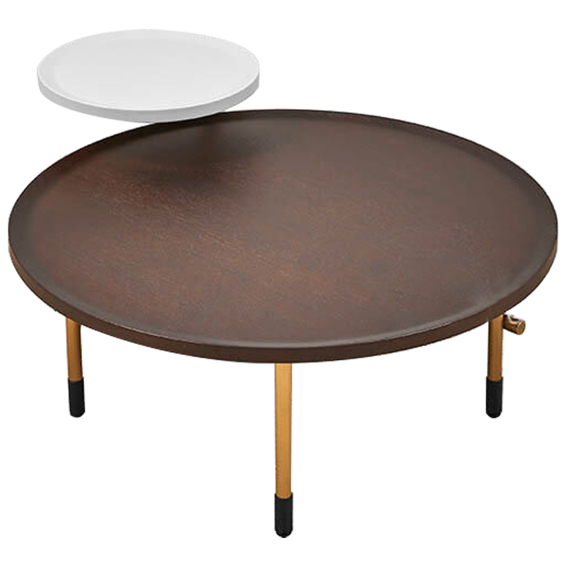 Кофейный стол Alastair Double Round Table Золотой Коричневый Белый Кофейный стол Alastair Double Round Table Золотой Коричневый Белый в Костроме | Loft Concept