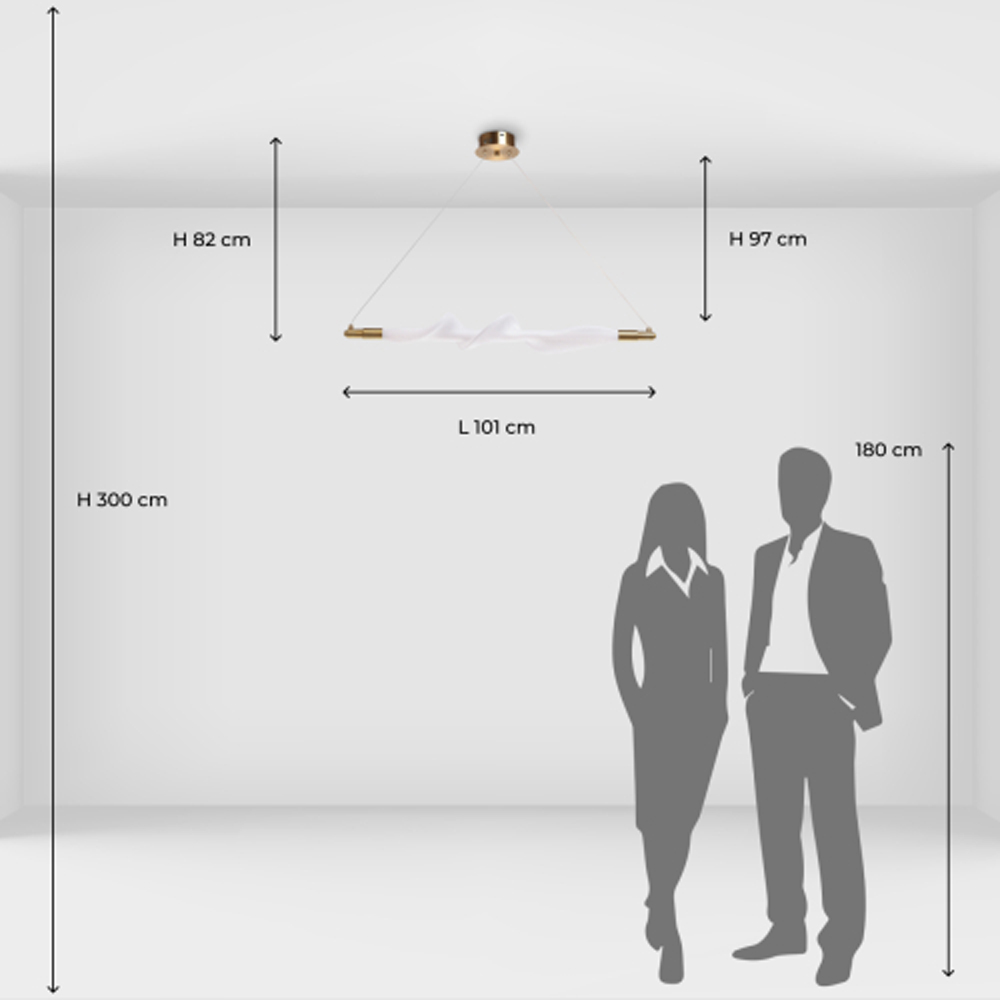 Люстра горизонтальная с волнистым белым плафоном Golden Swirl в Костроме