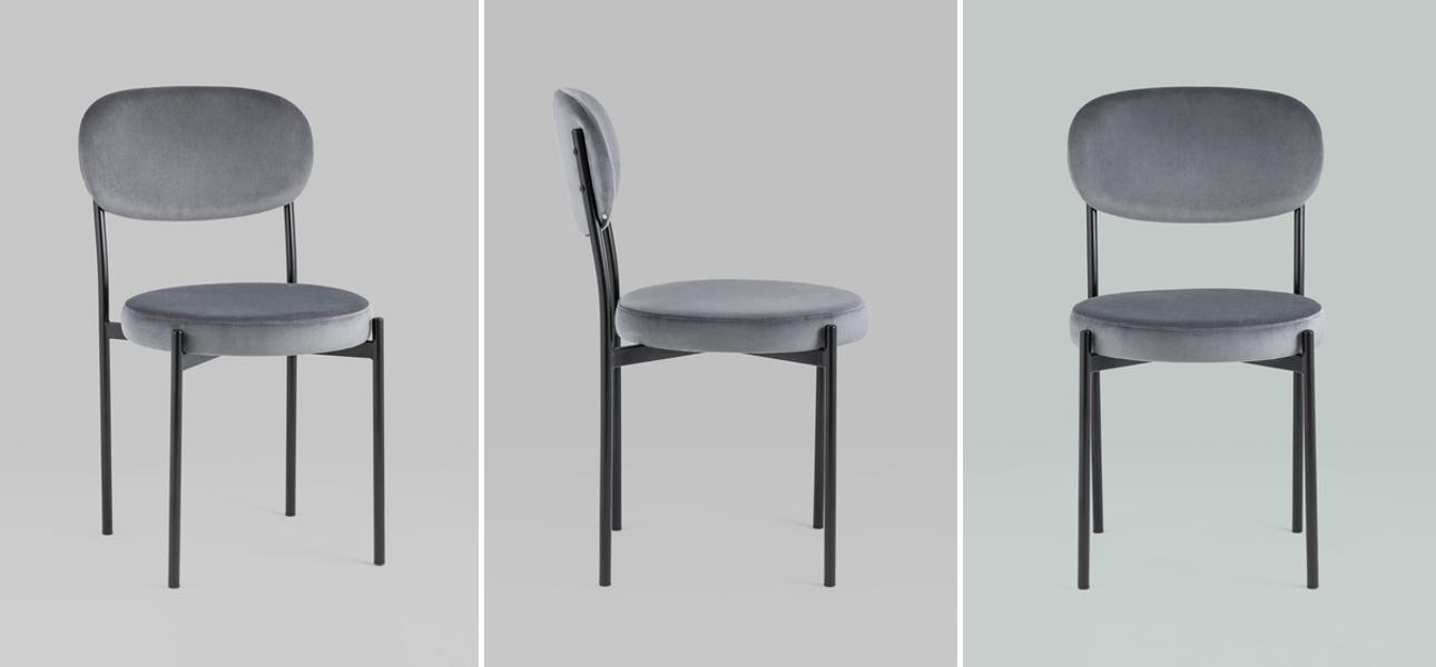 Стул Alfie Chair Серый Велюр - фото