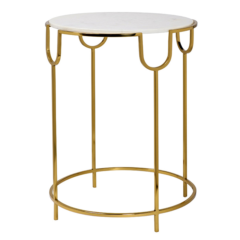 Приставной стол Bettina Side Table Глянцевое золото Белый Мрамор Bianco Приставной стол Bettina Side Table Глянцевое золото Белый Мрамор Bianco в Костроме | Loft Concept