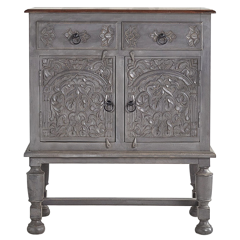 Комод Indian Antique White Furniture Chest of Drawers Amit серый Серый Коричневый Комод Indian Antique White Furniture Chest of Drawers Amit серый Серый Коричневый в Костроме | Loft Concept