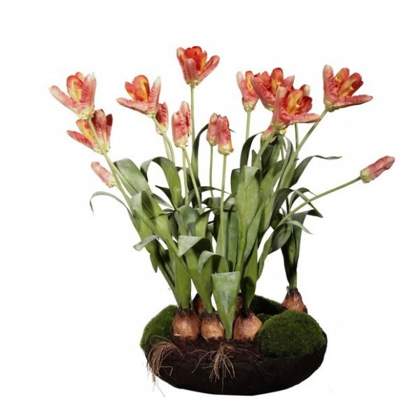 Декоративный искусственный цветок Orange Tulips Зеленый Оранжевый Декоративный искусственный цветок Orange Tulips Зеленый Оранжевый в Костроме | Loft Concept