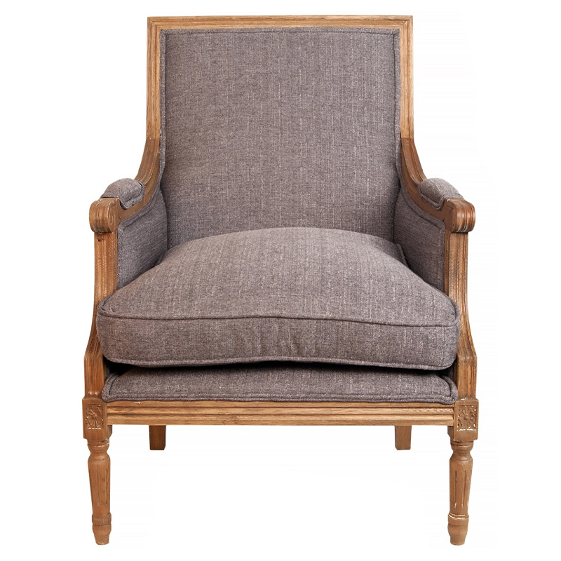 Кресло William Classical Armchair grey flax Серый Коричневый Кресло William Classical Armchair grey flax Серый Коричневый в Костроме | Loft Concept