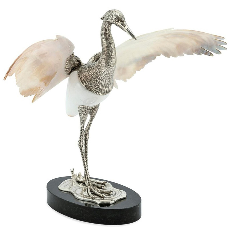 Статуэтка Abhika Heron Shell Wings Белый перламутровый Перламутровый Серебряный Черный Статуэтка Abhika Heron Shell Wings Белый перламутровый Перламутровый Серебряный Черный в Костроме | Loft Concept