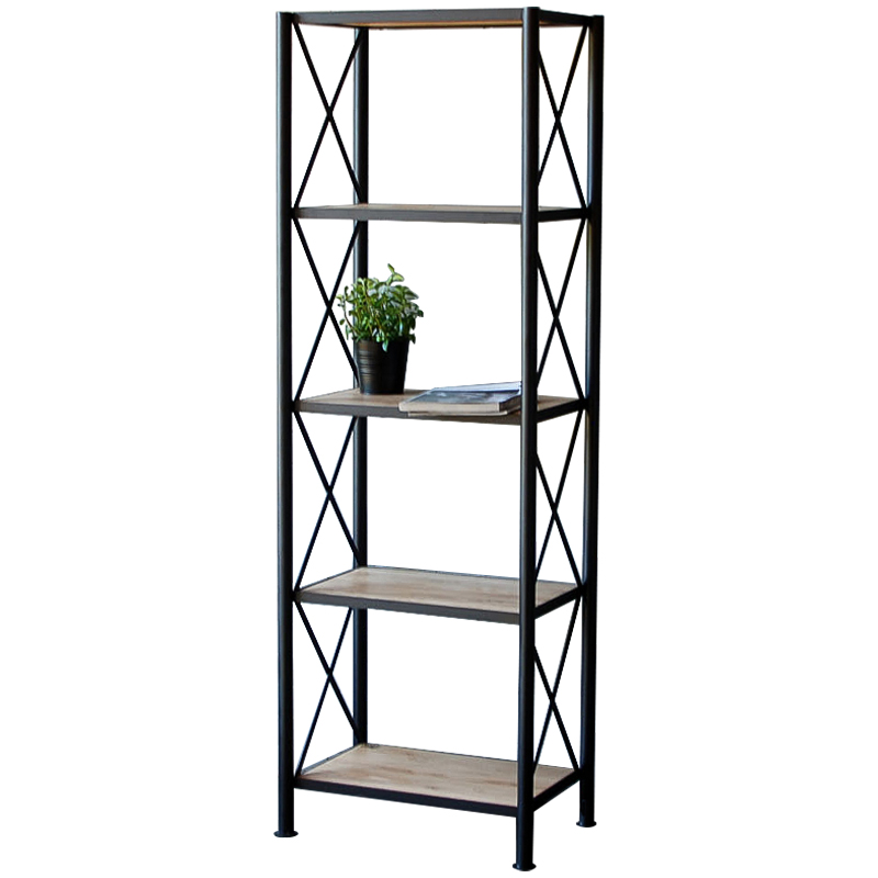 Стеллаж Pheobe Industrial Metal Rust Rack Черный Древесина Стеллаж Pheobe Industrial Metal Rust Rack Черный Древесина в Костроме | Loft Concept