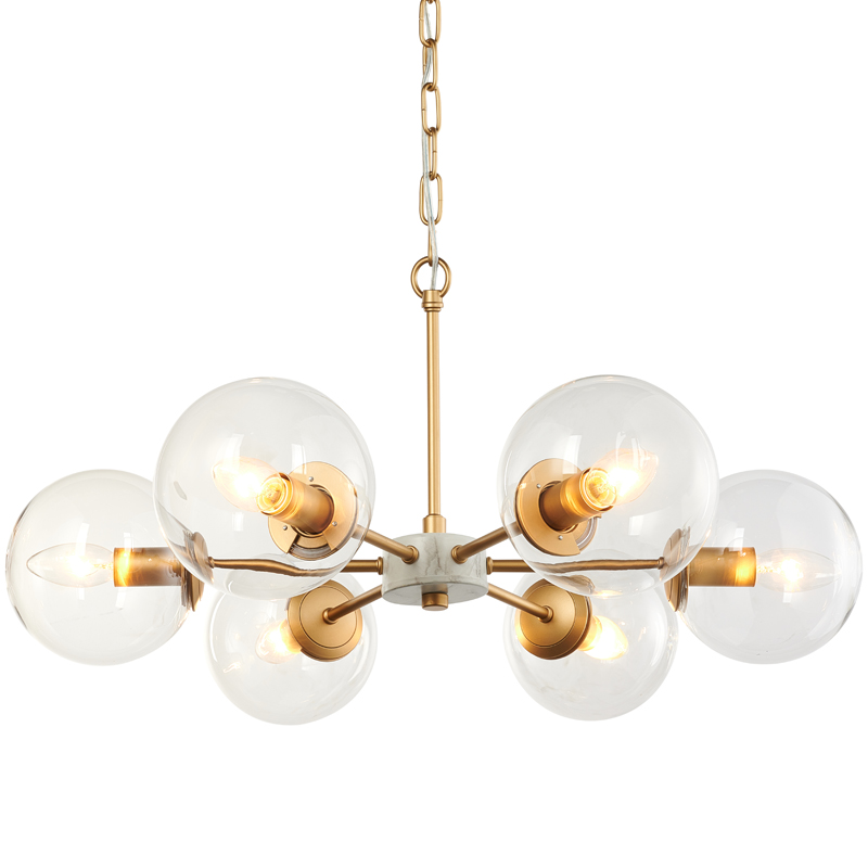 Люстра Monique Chandelier 65 Золотой Белый Прозрачный Люстра Monique Chandelier 65 Золотой Белый Прозрачный в Костроме | Loft Concept
