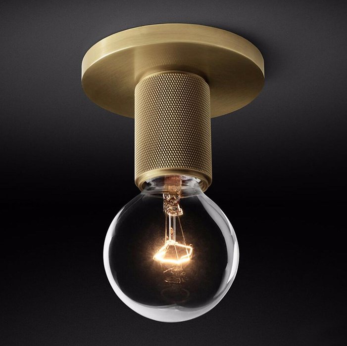Потолочный светильник RH Utilitaire Socket Flushmount Brass Латунь Потолочный светильник RH Utilitaire Socket Flushmount Brass Латунь в Костроме | Loft Concept