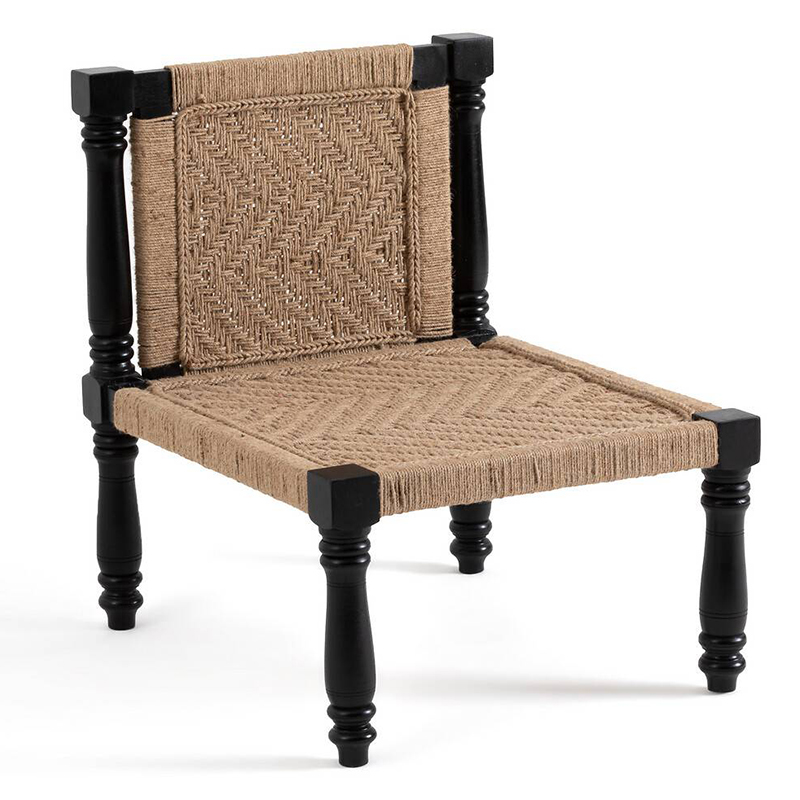 Кресло Didrik Wicker Armchair Черный Коричневый Кресло Didrik Wicker Armchair Черный Коричневый в Костроме | Loft Concept