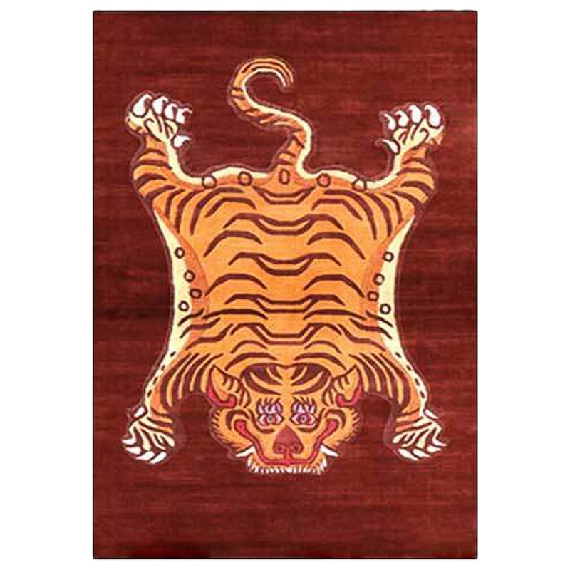 Ковер Тибетский Тигр Tibetan Tiger Rug Red Красный Оранжевый Ковер Тибетский Тигр Tibetan Tiger Rug Red Красный Оранжевый в Костроме | Loft Concept