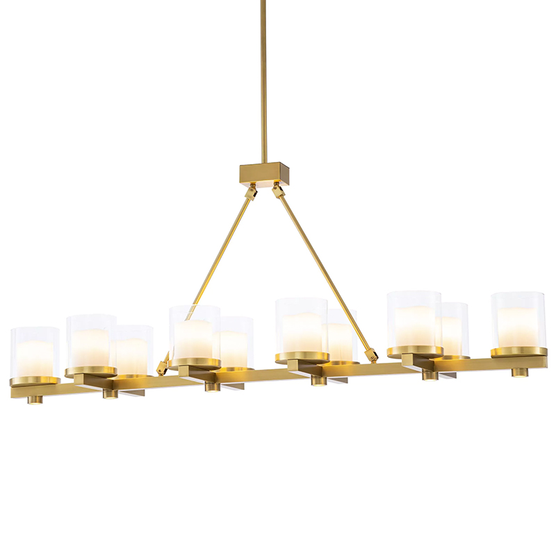 Люстра Eichholtz Chandelier Donovan Brass Латунь Белый Прозрачное Стекло в Костроме | Loft Concept 