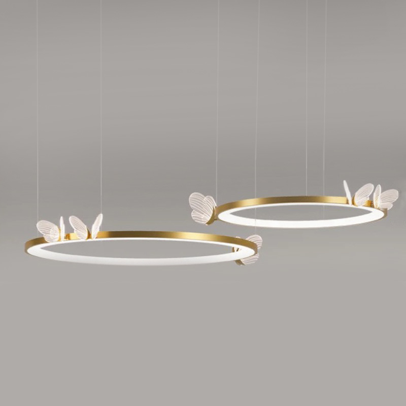 Подвесной светильник двойное кольцо с бабочками Butterfly Double Ring F Прозрачный Латунь Подвесной светильник двойное кольцо с бабочками Butterfly Double Ring F Прозрачный Латунь в Костроме | Loft Concept