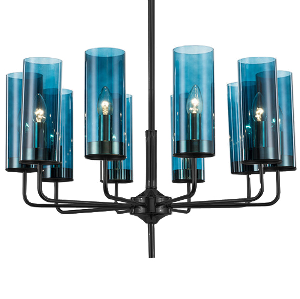 Люстра Black & Blue Glass Tube Chandelier 10 Графитовый Сапфир (Sapphire) Люстра Black & Blue Glass Tube Chandelier 10 Графитовый Сапфир (Sapphire) в Костроме | Loft Concept