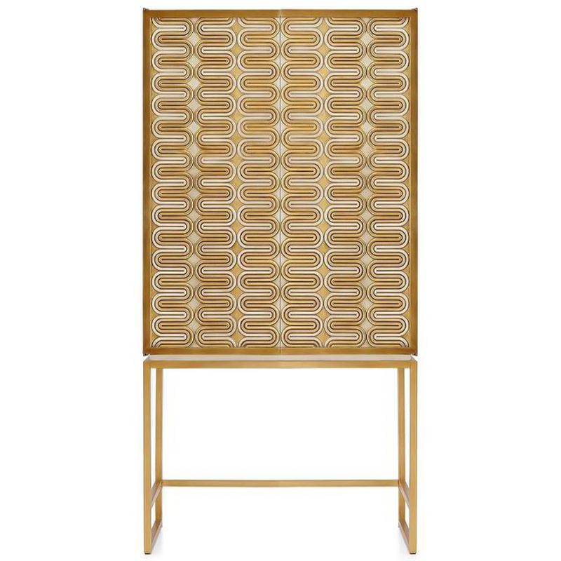 Шкаф Park Avenue Brass Wave Pattern Bar Cabinet Белый Золотой Шкаф Park Avenue Brass Wave Pattern Bar Cabinet Белый Золотой в Костроме | Loft Concept