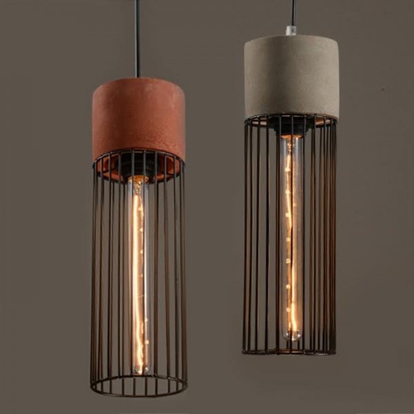 Подвесной светильник Cement Droplight Pendant Light cylinder Серый Красный Черный Подвесной светильник Cement Droplight Pendant Light cylinder Серый Красный Черный в Костроме | Loft Concept