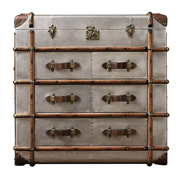 Комод в стиле Лофт RH Richards Polished Aluminum Trunks Chest Алюминий Коричневый винтаж Комод в стиле Лофт RH Richards Polished Aluminum Trunks Chest Алюминий Коричневый винтаж в Костроме | Loft Concept