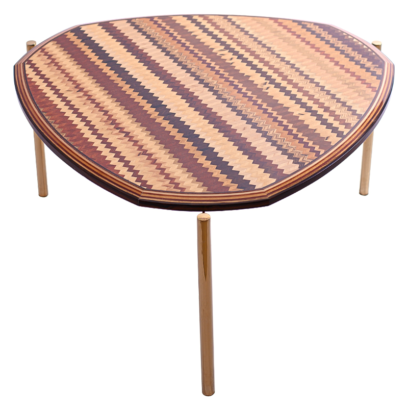 Кофейный стол Zig Zag Coffee Table Коричневый Золотой Кофейный стол Zig Zag Coffee Table Коричневый Золотой в Костроме | Loft Concept