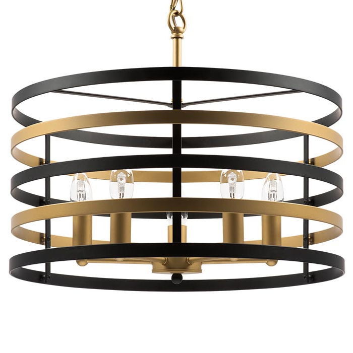 Люстра Gold Stripes Chandelier 5 Черный Золотой Люстра Gold Stripes Chandelier 5 Черный Золотой в Костроме | Loft Concept
