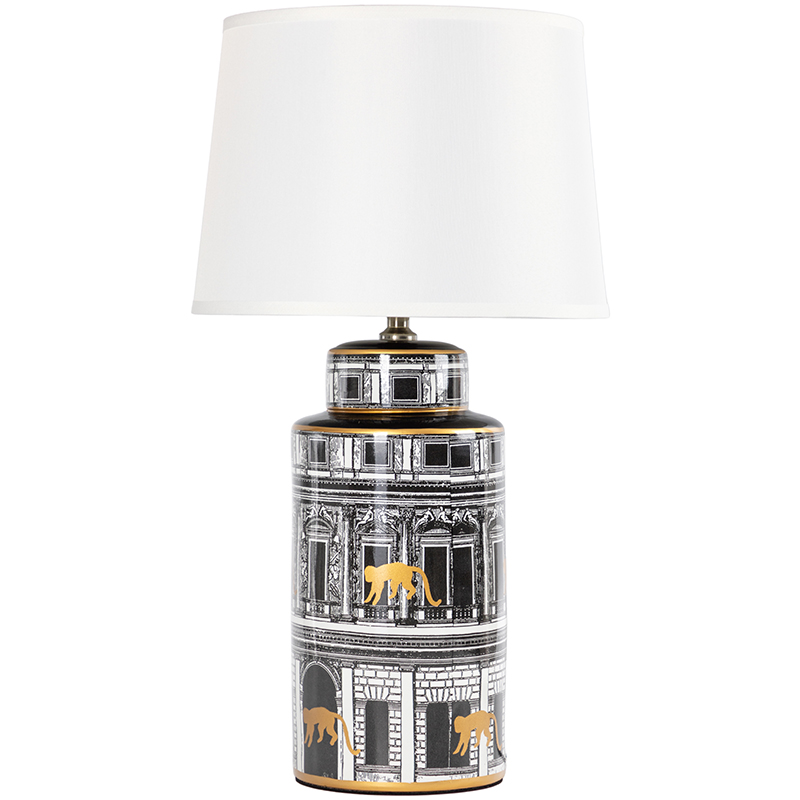 Настольная лампа Old Town Lampshade Black White Черно-белый Золотой Белый Настольная лампа Old Town Lampshade Black White Черно-белый Золотой Белый в Костроме | Loft Concept