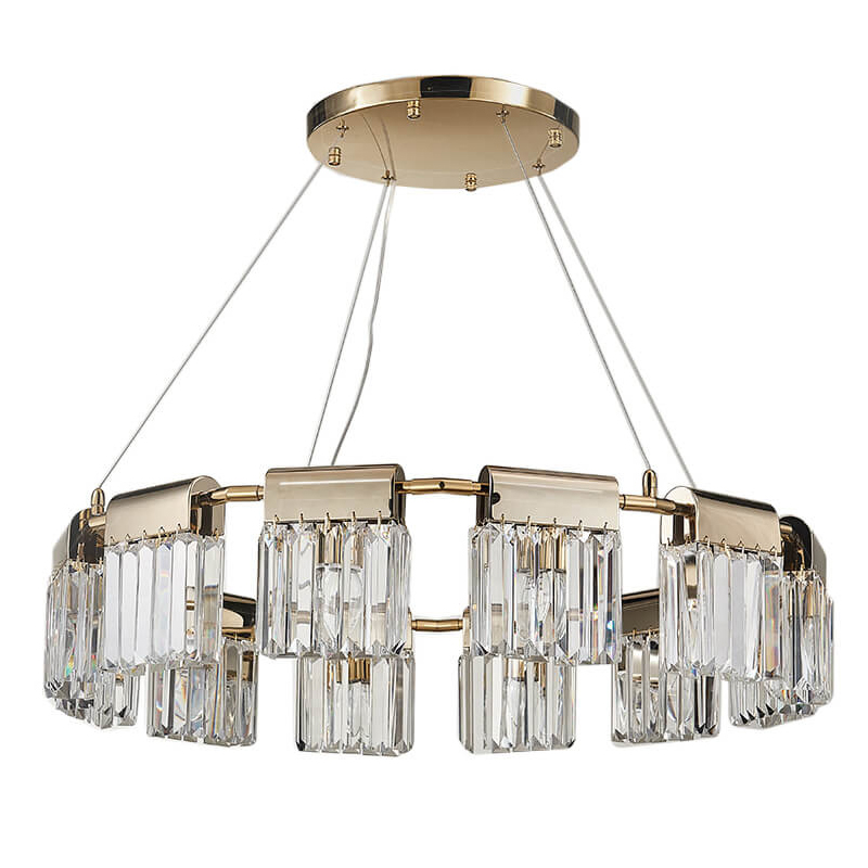 Люстра Crystal Pendants gold 12 Глянцевое золото Прозрачное Стекло Люстра Crystal Pendants gold 12 Глянцевое золото Прозрачное Стекло в Костроме | Loft Concept