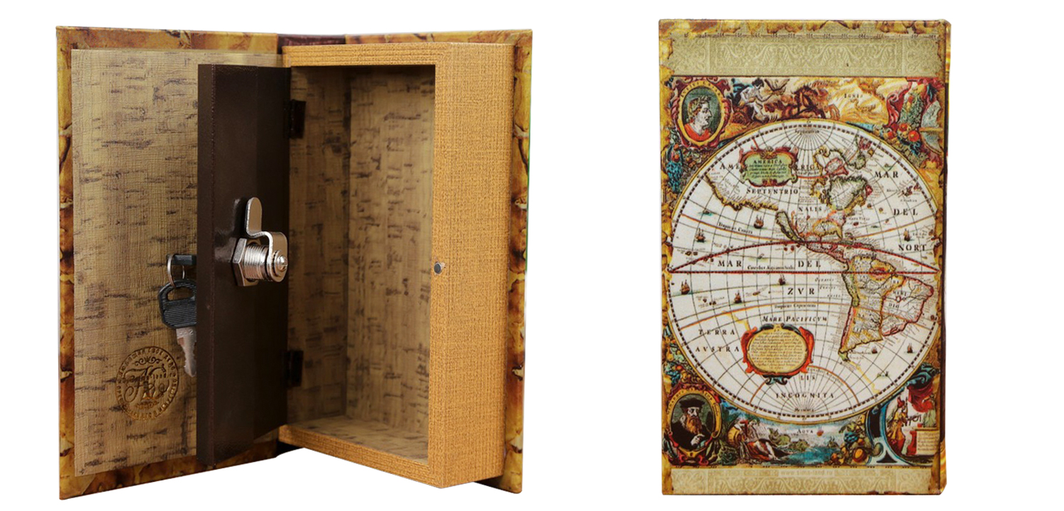 Шкатулка-книга с сейфом Историческая Карта XVII - фото