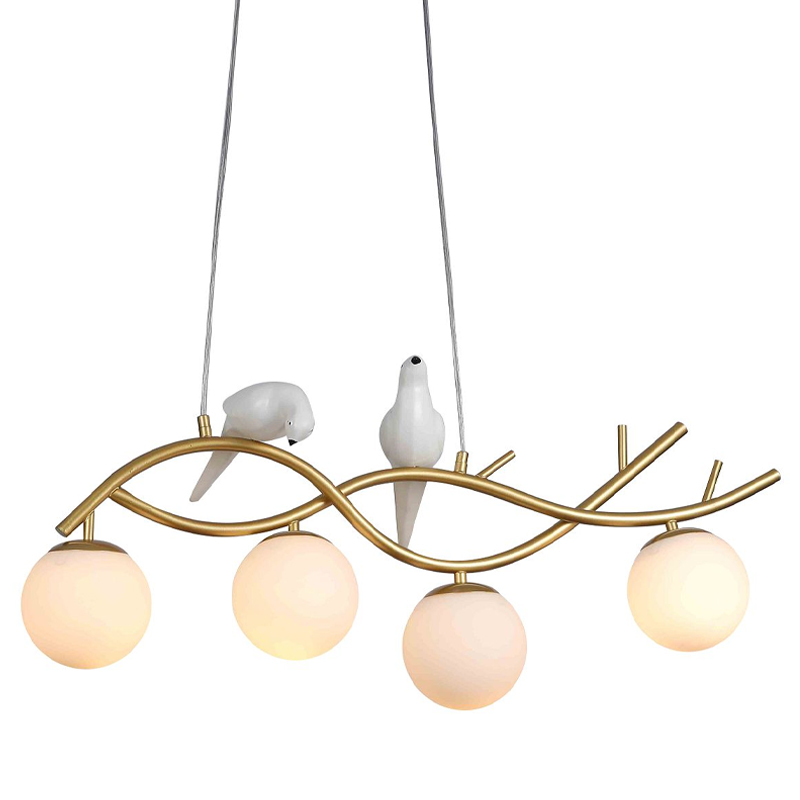 Люстра с белыми птицами Provence Bird Золотой Белый Люстра с белыми птицами Provence Bird Золотой Белый в Костроме | Loft Concept