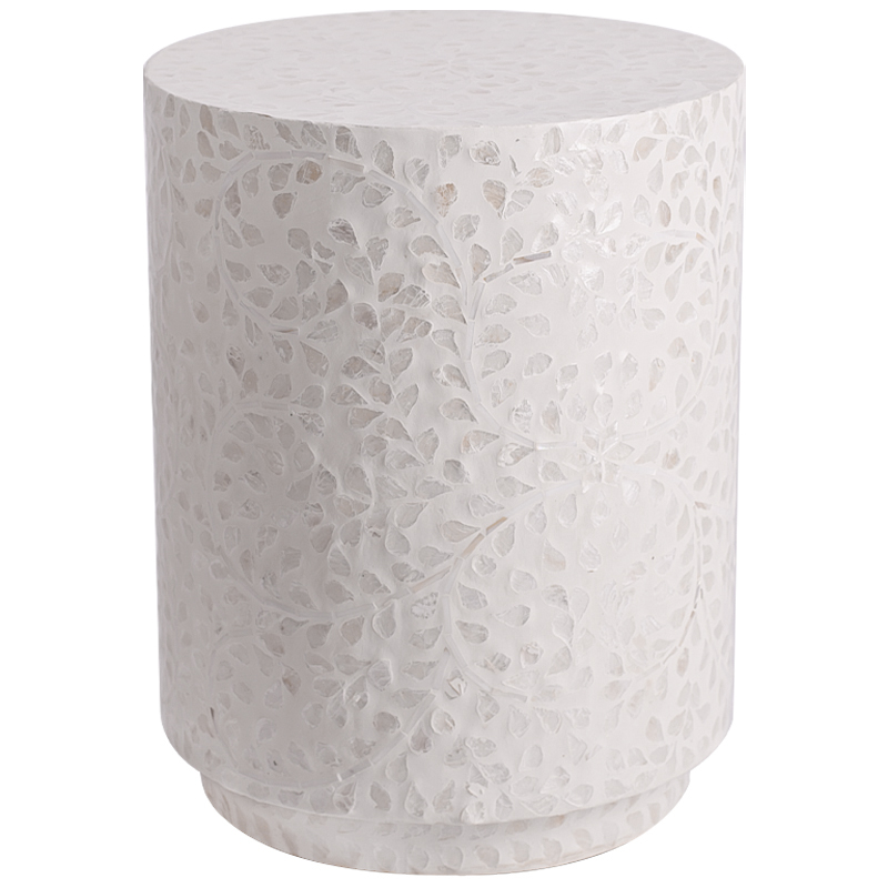 Приставной стол Bone Inlay Pearl Side Table Белый Бежевый Перламутровый Приставной стол Bone Inlay Pearl Side Table Белый Бежевый Перламутровый в Костроме | Loft Concept