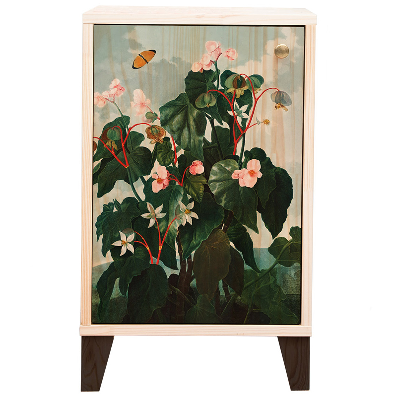 Тумба с цветочным изображением Floral Print Nighstand Natural Бежевый Мульти Зеленый Тумба с цветочным изображением Floral Print Nighstand Natural Бежевый Мульти Зеленый в Костроме | Loft Concept