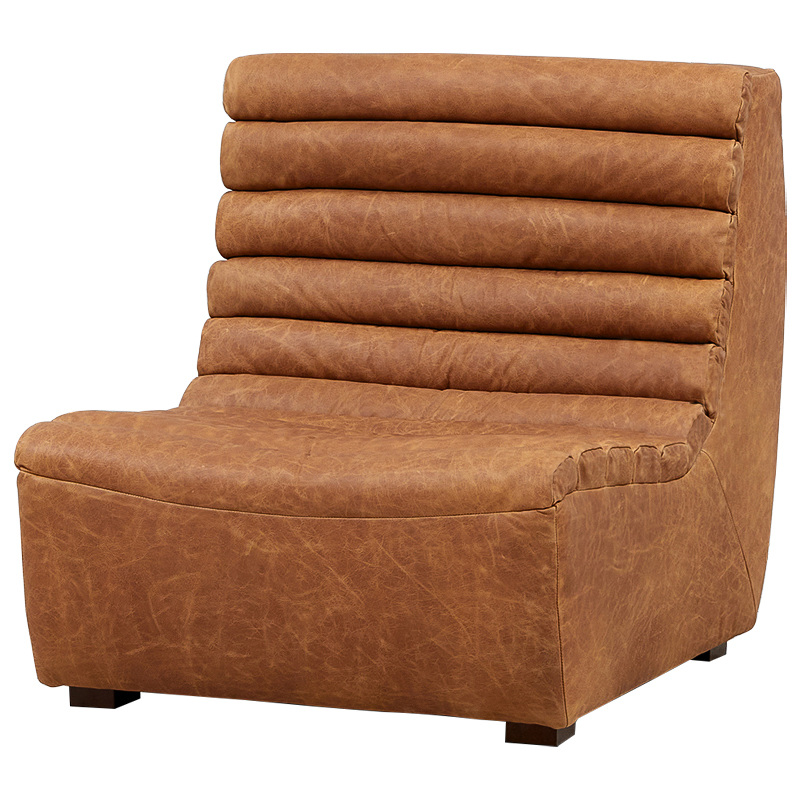 Модульное кожаное кресло Beaumont Lounge Leather Armchair Коричневый Модульное кожаное кресло Beaumont Lounge Leather Armchair Коричневый в Костроме | Loft Concept