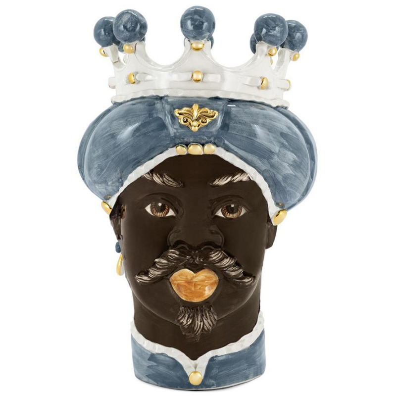 Ваза Vase Moro Man Medium New Grey Gold Серо-голубой Коричневый Белый Золотой Ваза Vase Moro Man Medium New Grey Gold Серо-голубой Коричневый Белый Золотой в Костроме | Loft Concept
