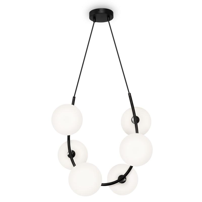 Люстра Marcan 6 Ball Chandelier Black Черный Белый Люстра Marcan 6 Ball Chandelier Black Черный Белый в Костроме | Loft Concept