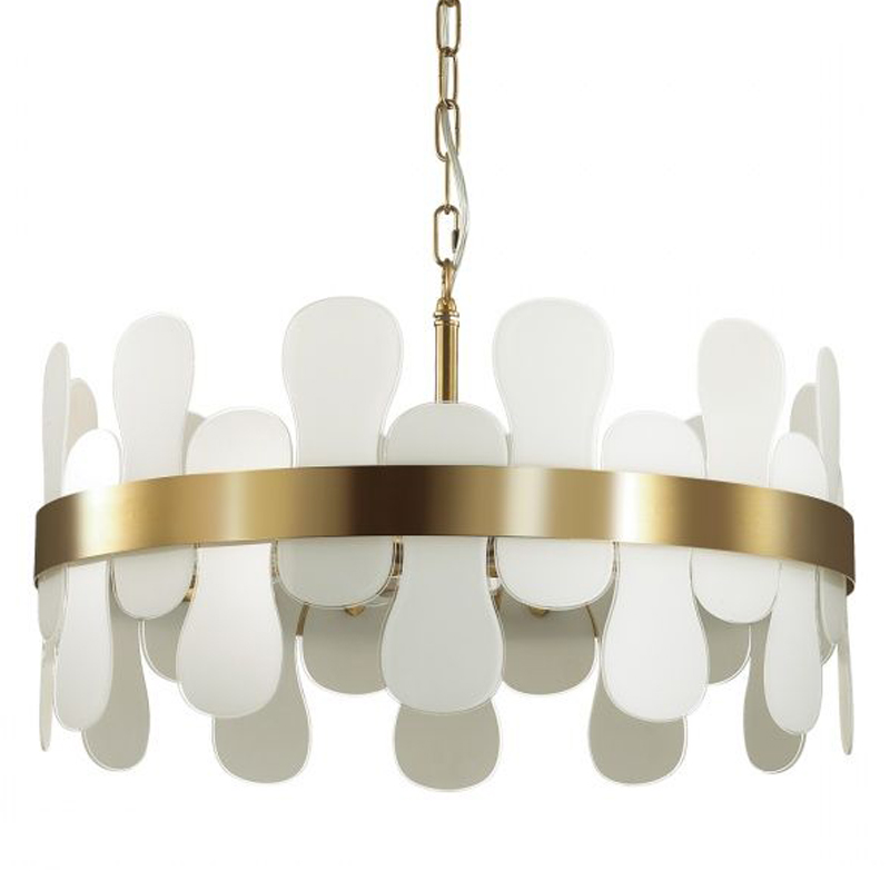 Люстра Eve Chandelier фигурное стекло диаметр 55 см Золотой Белое матовое стекло Люстра Eve Chandelier фигурное стекло диаметр 55 см Золотой Белое матовое стекло в Костроме | Loft Concept