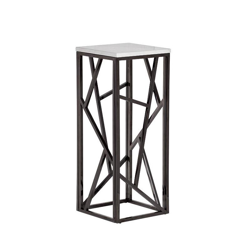 Подставка Serene Furnishing Dark Chrome Marble Top stand Хром Белый Подставка Serene Furnishing Dark Chrome Marble Top stand Хром Белый в Костроме | Loft Concept