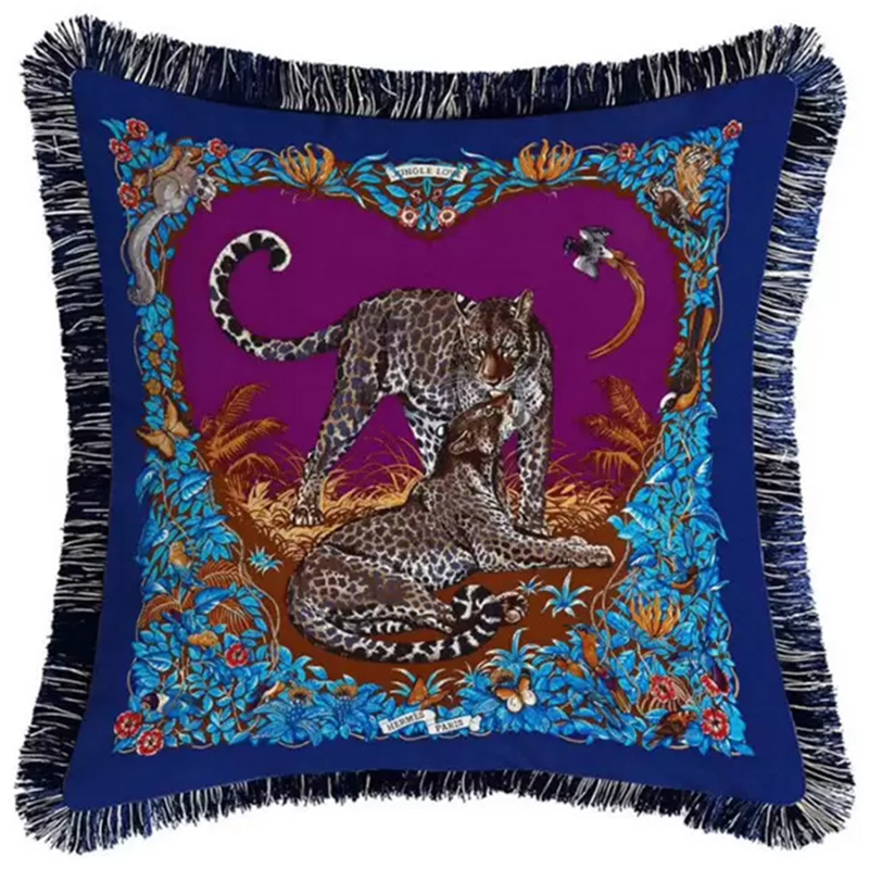 Декоративная подушка Hermes Jungle 59 Мульти Синий Фиолетовый Декоративная подушка Hermes Jungle 59 Мульти Синий Фиолетовый в Костроме | Loft Concept