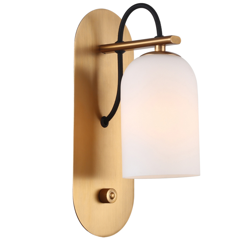 Бра Pyrrhus Sconce Латунь Белое матовое стекло Бра Pyrrhus Sconce Латунь Белое матовое стекло в Костроме | Loft Concept