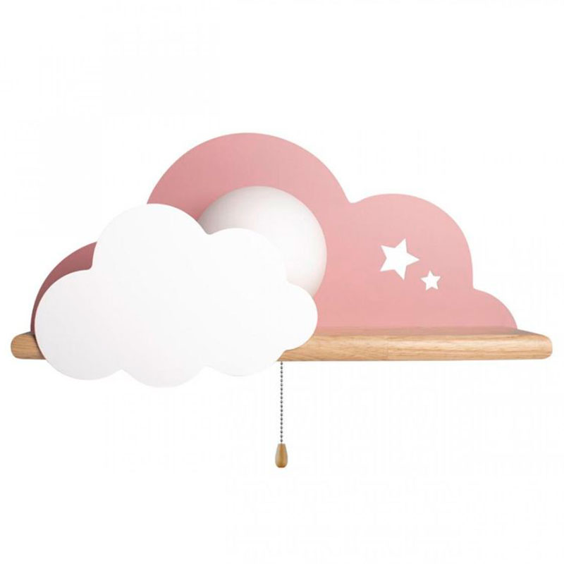 Бра с деревянной полкой розовое Облако Wall Lamp Pink Cloud Розовый пастельный Древесина Бра с деревянной полкой розовое Облако Wall Lamp Pink Cloud Розовый пастельный Древесина в Костроме | Loft Concept