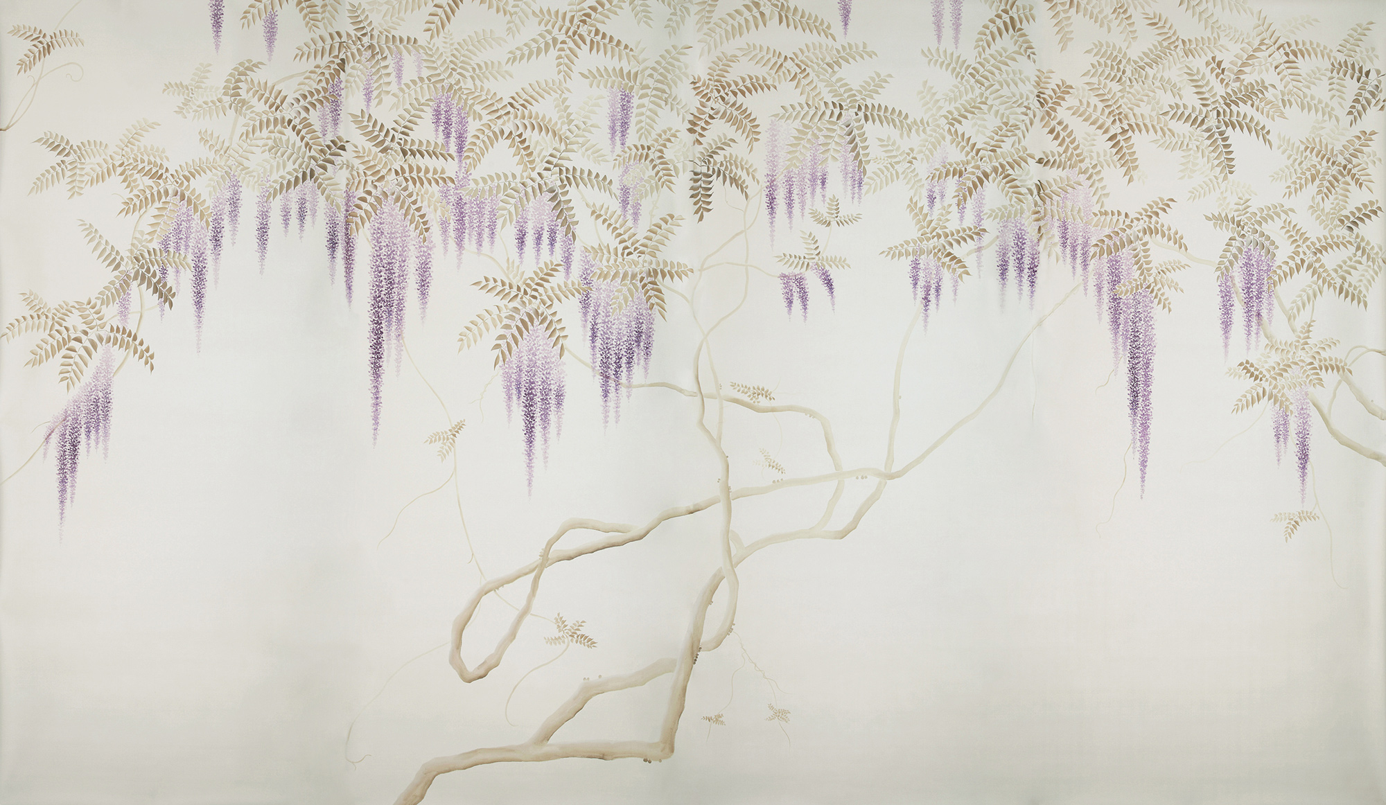 Обои в японском стиле Wisteria Colourway SC-247 on Natural Mica metallic silk Обои в японском стиле Wisteria Colourway SC-247 on Natural Mica metallic silk - постер Loft-Concept в Костроме