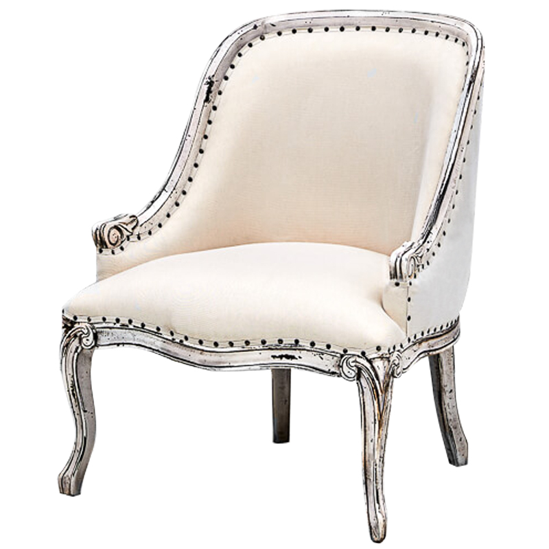 Кресло Jeunesse French Seating Armchair Белый Молочный Коричневый винтаж Кресло Jeunesse French Seating Armchair Белый Молочный Коричневый винтаж в Костроме | Loft Concept