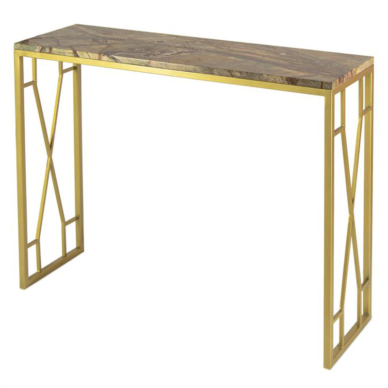 Консоль Rovigo Console коричневый мрамор Коричневый Золотой Консоль Rovigo Console коричневый мрамор Коричневый Золотой в Костроме | Loft Concept