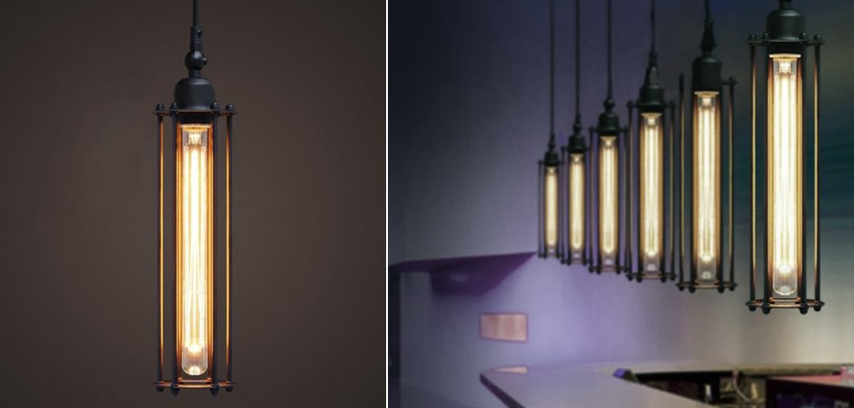 Подвесной светильник Loft Industrial Edison Cage Vetrical Momo Подвесной светильник Loft Industrial Edison Cage Vetrical Momo - Loft-Concept в Костроме