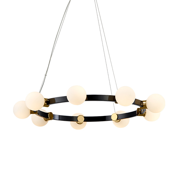 Люстра Hoop Balls Chandelier Черный Белый Люстра Hoop Balls Chandelier Черный Белый в Костроме | Loft Concept