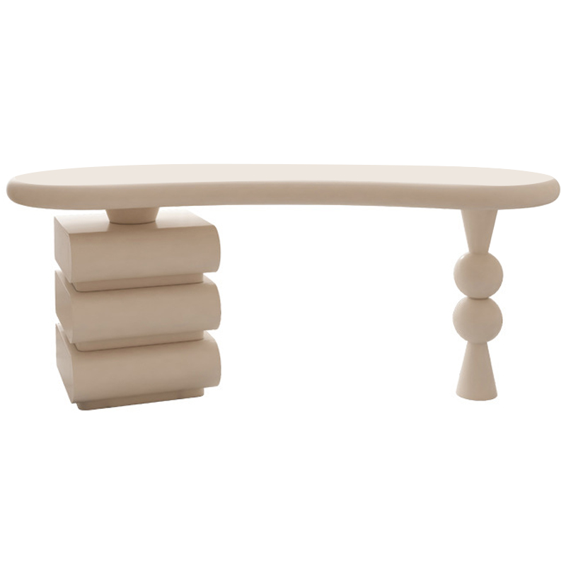 Рабочий стол Cecil Unique Shape Desk Бежевый Рабочий стол Cecil Unique Shape Desk Бежевый в Костроме | Loft Concept