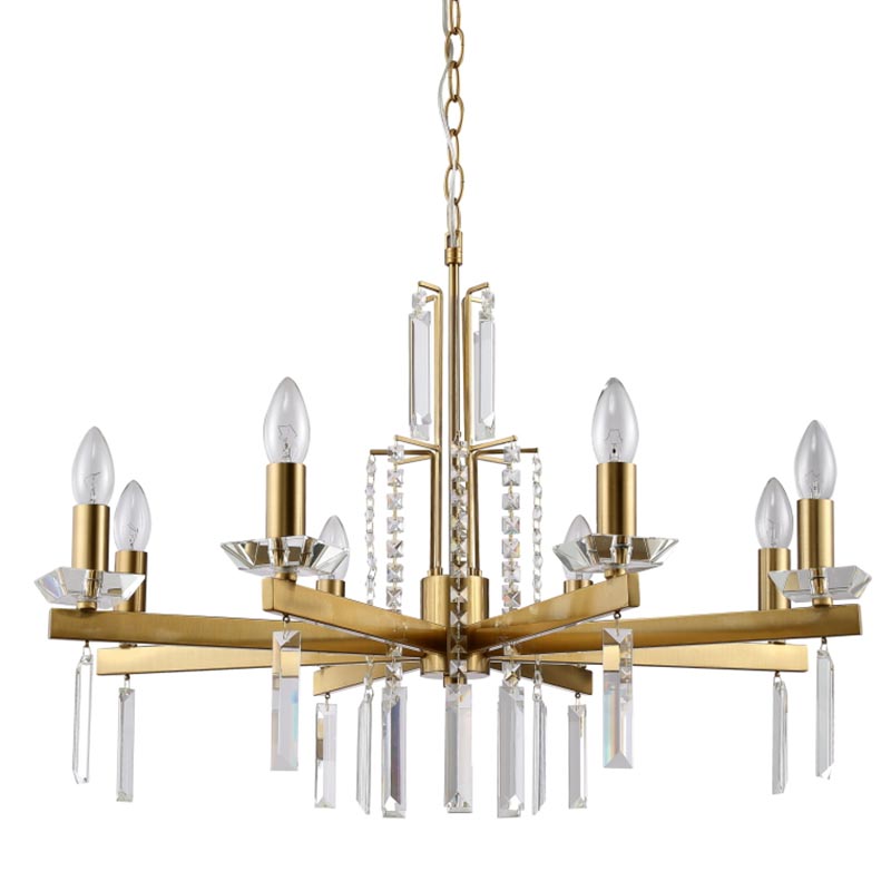 Люстра Vivien Crystal Brass Chandelier 8 Латунь Серый Люстра Vivien Crystal Brass Chandelier 8 Латунь Серый в Костроме | Loft Concept