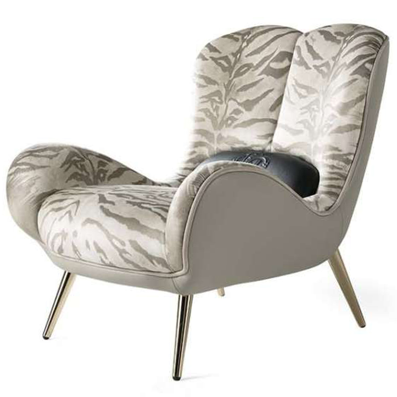 Дизайнерское Кресло Tifnit Armchairs стиль Roberto Cavalli III Серый Бежево-серый Глянцевое золото Дизайнерское Кресло Tifnit Armchairs стиль Roberto Cavalli III Серый Бежево-серый Глянцевое золото в Костроме | Loft Concept